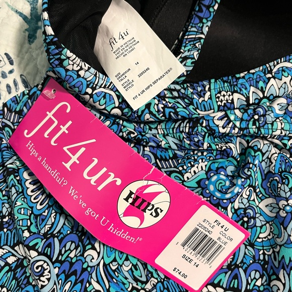 Blue Patterned Swim Top - Picture 7 of 7